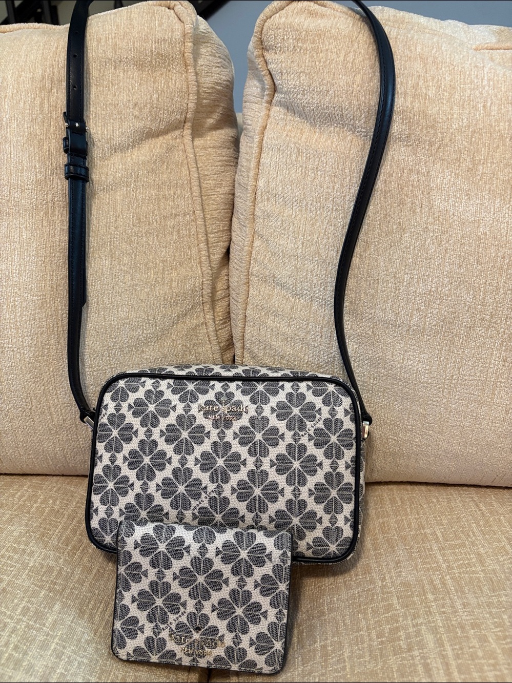kate spade Black and Cream Floral Crossbody Bag